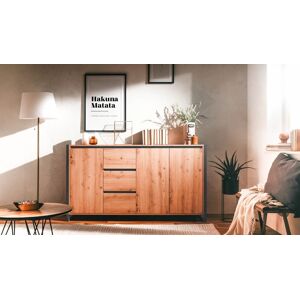 Toscohome Buffet 160 cm avec portes et tiroirs en chêne et anthracite - Denver 3