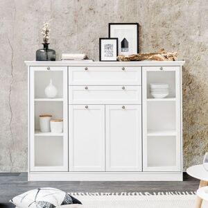 Toscohome Buffet 160x120H cm avec vitrine en blanc - Landwood 53