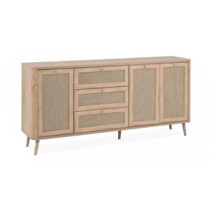 Toscohome Buffet 175 cm avec 3 tiroirs et 3 portes effet raphia couleur chêne sonoma - KUTA51A