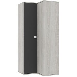 Toscohome Armoire d'angle 98x223h cm coloris blanc usé et anthracite