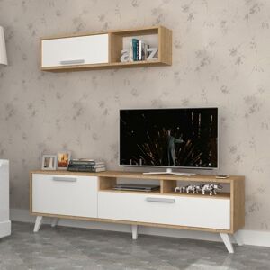 Toscohome Meuble TV 180cm coloris chêne et blanc - Slim D2306TV180M109