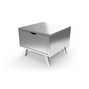 ABC MEUBLES Table de chevet Scandinave bois Viking + tiroir - - Gris Aluminium