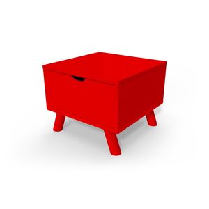 ABC MEUBLES Table de chevet Scandinave bois Viking + tiroir - - Rouge