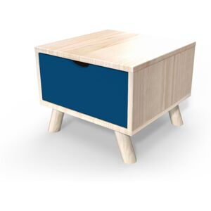 ABC MEUBLES Table de chevet Scandinave bois Viking + tiroir - - Vernis naturel/Bleu pétrole - / - Vernis naturel/Bleu pétrole