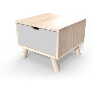 ABC MEUBLES Table de chevet Scandinave bois Viking + tiroir - - Vernis naturel/Gris souris - / - Vernis naturel/Gris souris