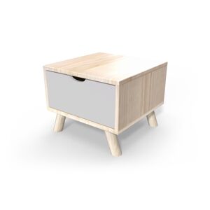 ABC MEUBLES Table de chevet Scandinave bois Viking + tiroir - - Vernis naturel/Gris souris