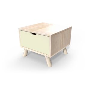 ABC MEUBLES Table de chevet Scandinave bois Viking + tiroir - - Vernis naturel / Ivoire - / - Vernis naturel / Ivoire