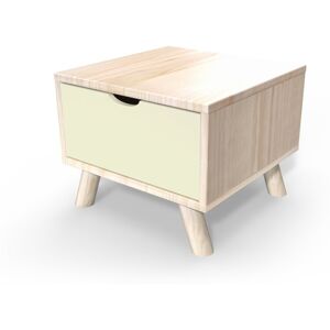 ABC MEUBLES Table de chevet Scandinave bois Viking + tiroir - - Vernis naturel / Ivoire