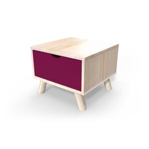 ABC MEUBLES Table de chevet Scandinave bois Viking + tiroir - - Vernis Naturel/Prune - / - Vernis Naturel/Prune