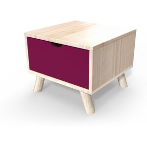 ABC MEUBLES Table de chevet Scandinave bois Viking + tiroir - - Vernis Naturel/Prune