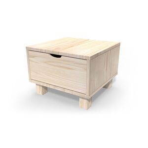 ABC MEUBLES Table de chevet bois Cube + tiroir - - Brut - / - Brut - Publicité