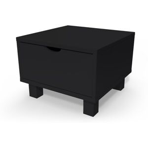 ABC MEUBLES Table de chevet bois Cube + tiroir - - Noir - / - Noir