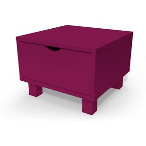 ABC MEUBLES Table de chevet bois Cube + tiroir - - Prune - / - Prune