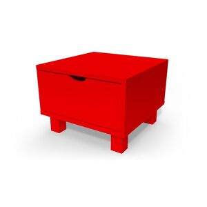 ABC MEUBLES Table de chevet bois Cube + tiroir - - Rouge - / - Rouge