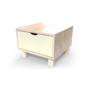 ABC MEUBLES Table de chevet bois Cube + tiroir - - Vernis naturel / Ivoire - / - Vernis naturel / Ivoire