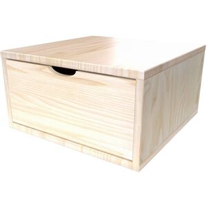 ABC MEUBLES Cube de rangement bois 50x50 cm + tiroir - - Vernis Naturel - / - Vernis Naturel