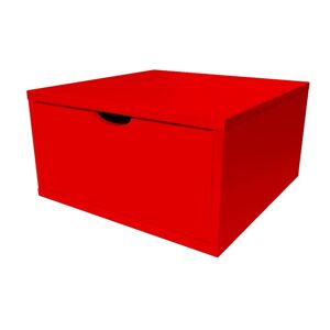 ABC MEUBLES Cube de rangement bois 50x50 cm + tiroir - - Rouge - / - Rouge