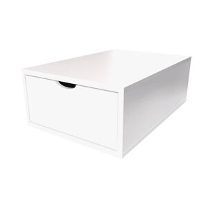 ABC MEUBLES Cube de rangement bois 75x50 cm + tiroir - - Blanc - / - Blanc