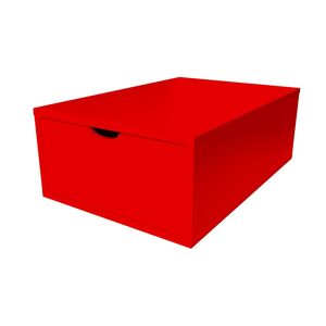 ABC MEUBLES Cube de rangement bois 75x50 cm + tiroir - - Rouge