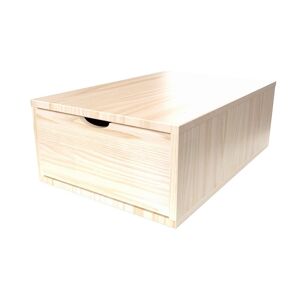 ABC MEUBLES Cube de rangement bois 75x50 cm + tiroir - - Vernis Naturel - / - Vernis Naturel