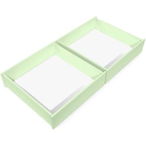 ABC MEUBLES Lot de 2 tiroirs sur roulettes pin massif - - Vert Pastel - / - Vert Pastel