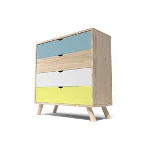 ABC MEUBLES Commode Scandinave bois Viking Bleu, Blanc, Jaune - - Bleu pastel, Blanc, Jaune - / - Bleu pastel, Blanc, Jaune