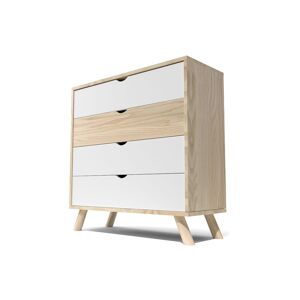 ABC MEUBLES Commode Scandinave Viking bois naturel et blanc - - Vernis naturel/Blanc - / - Vernis naturel/Blanc