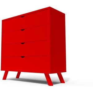 ABC MEUBLES Commode Scandinave en bois massif Viking - - Rouge - / - Rouge