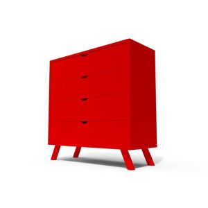 ABC MEUBLES Commode Scandinave en bois massif Viking Rouge