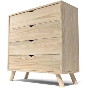 ABC MEUBLES Commode Scandinave en bois massif Viking - - Vernis Naturel - / - Vernis Naturel