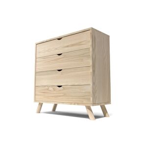 ABC MEUBLES Commode Scandinave en bois massif Viking - - Vernis Naturel