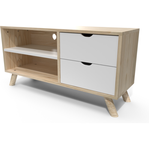 ABC MEUBLES Meuble TV Scandinave bois Viking - - Vernis naturel/Blanc - / - Vernis naturel/Blanc