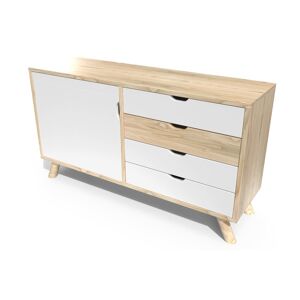 ABC MEUBLES Buffet scandinave bois Viking - - Vernis naturel/Blanc