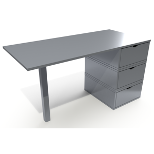 ABC MEUBLES Bureau bois 3 tiroirs Cube - - Gris Aluminium - / - Gris Aluminium