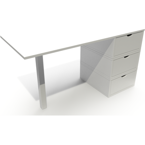 ABC MEUBLES Bureau bois 3 tiroirs Cube - - Blanc - / - Blanc