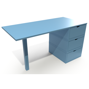 ABC MEUBLES Bureau bois 3 tiroirs Cube - - Bleu Pastel - / - Bleu Pastel