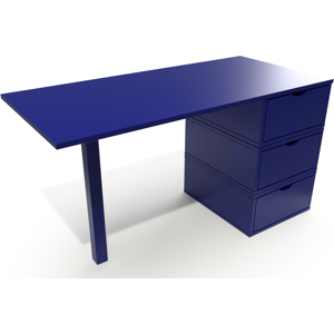 ABC MEUBLES Bureau bois 3 tiroirs Cube - - Bleu foncé - / - Bleu foncé