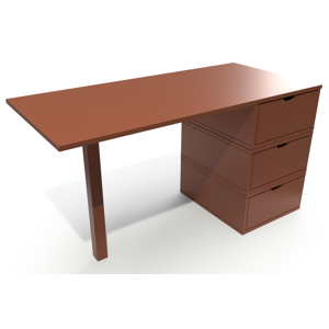 ABC MEUBLES Bureau bois 3 tiroirs Cube - - Chocolat