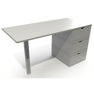 ABC MEUBLES Bureau bois 3 tiroirs Cube - - Gris - / - Gris