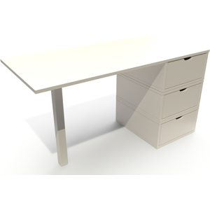 ABC MEUBLES Bureau bois 3 tiroirs Cube - - Ivoire - / - Ivoire