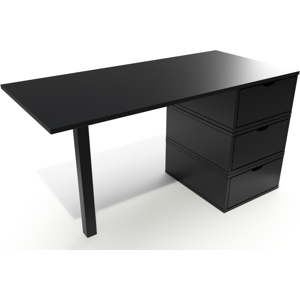 ABC MEUBLES Bureau bois 3 tiroirs Cube - - Noir - / - Noir