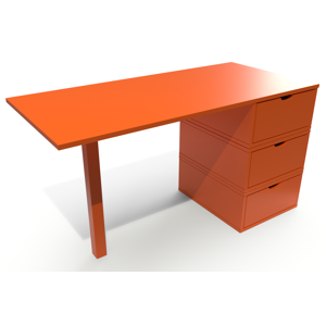 ABC MEUBLES Bureau bois 3 tiroirs Cube - - Orange - / - Orange