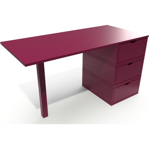 ABC MEUBLES Bureau bois 3 tiroirs Cube - - Prune - / - Prune