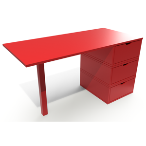 ABC MEUBLES Bureau bois 3 tiroirs Cube - - Rouge - / - Rouge