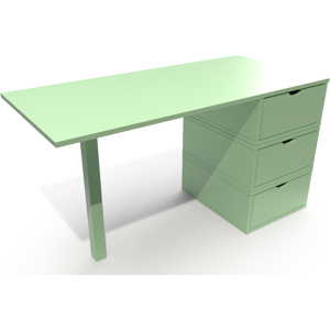 ABC MEUBLES Bureau bois 3 tiroirs Cube - - Vert Pastel - / - Vert Pastel