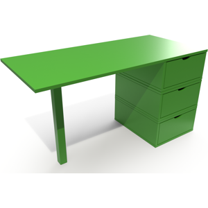 ABC MEUBLES Bureau bois 3 tiroirs Cube - - Vert - / - Vert