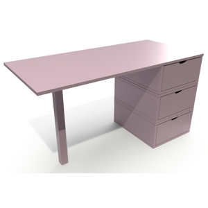 ABC MEUBLES Bureau bois 3 tiroirs Cube - - Violet Pastel