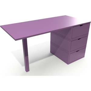 ABC MEUBLES Bureau bois 3 tiroirs Cube - - Lilas - / - Lilas