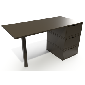 ABC MEUBLES Bureau bois 3 tiroirs Cube - - Wengé - / - Wengé