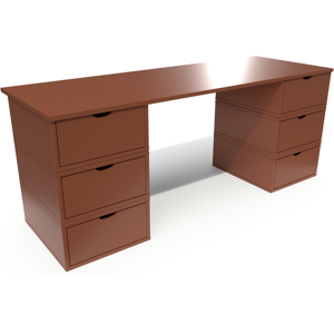 ABC MEUBLES Bureau long en bois 6 tiroirs Cube - - Chocolat - / - Chocolat